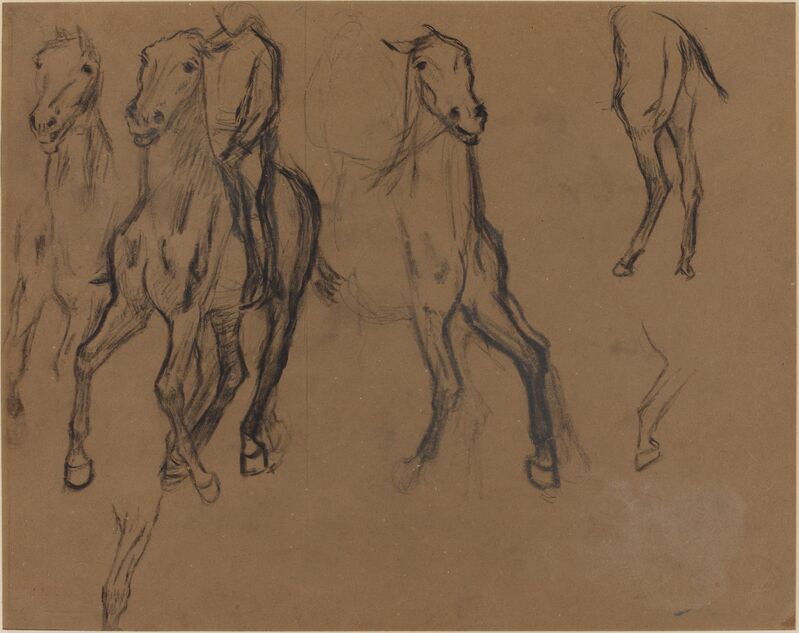Edgar Degas, ‘Study of Horses’, ca. 1886, Drawing, Collage or other Work on Paper, Charcoal and graphite on brown paper, National Gallery of Art, Washington, D.C.