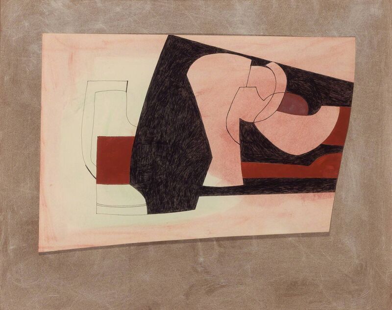 Ben Nicholson, ‘Pink, Red and Black’, 1978, Drawing, Collage or other Work on Paper, Ink and oil on prepared paper, Doyle