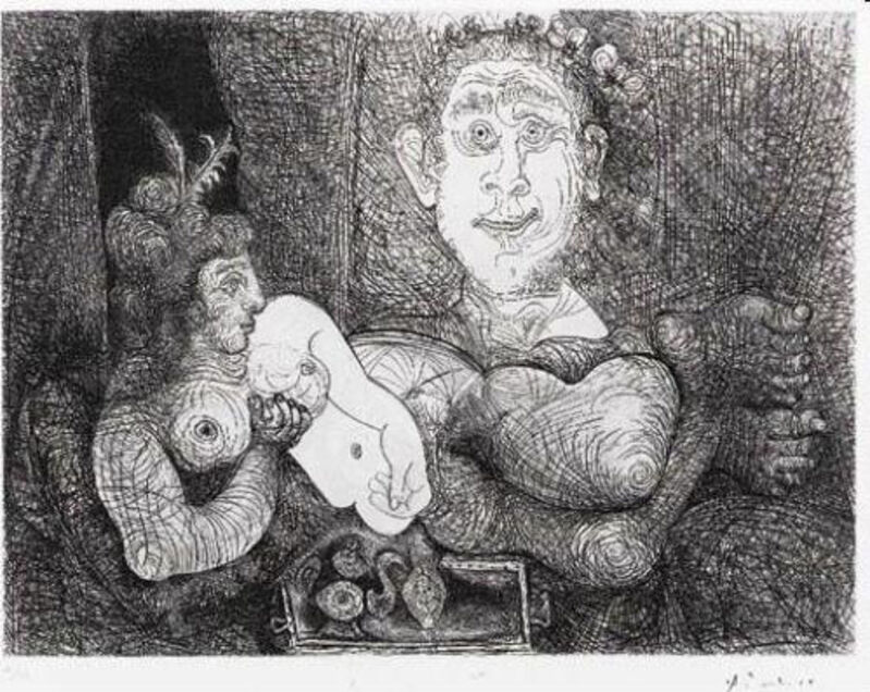 Pablo Picasso, ‘Les Coulisses du Tableau. Odalisque et Peintre from L Série 156’, 1970, Mixed Media, Etching, drypoint and scraper on Rives BFK paper with the artist's stamped-signature, LaMantia Fine Art Inc.