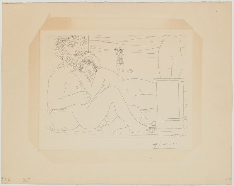 Pablo Picasso, ‘Les repos du sculpteur devant le petit torse, from La Suite Vollard’, 1933, Print, Etching on Montval laid paper, with Picasso watermark, Heritage Auctions