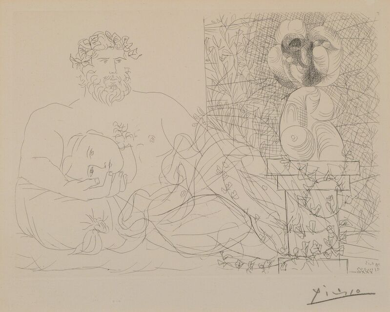 Pablo Picasso, ‘Sculpteur et son modèle avec un buste sur une colonne’, 1933, Print, Etching on Montval laid paper, Heritage Auctions