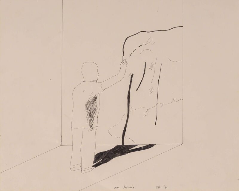 David Hockney, ‘Man Drawing’, 1965, Drawing, Collage or other Work on Paper, Ink on paper, Doyle