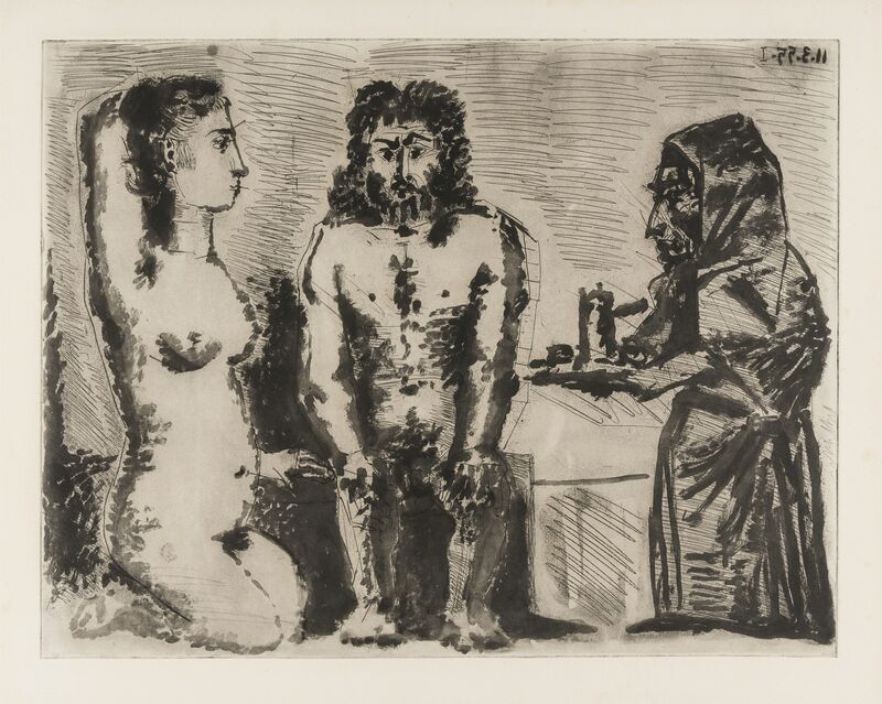 Pablo Picasso, ‘Maison close: Le Chocolat. II (Baer 922i/iii)’, 1955, Print, Rare sugar-lift aquatint, etching and engraving, Forum Auctions