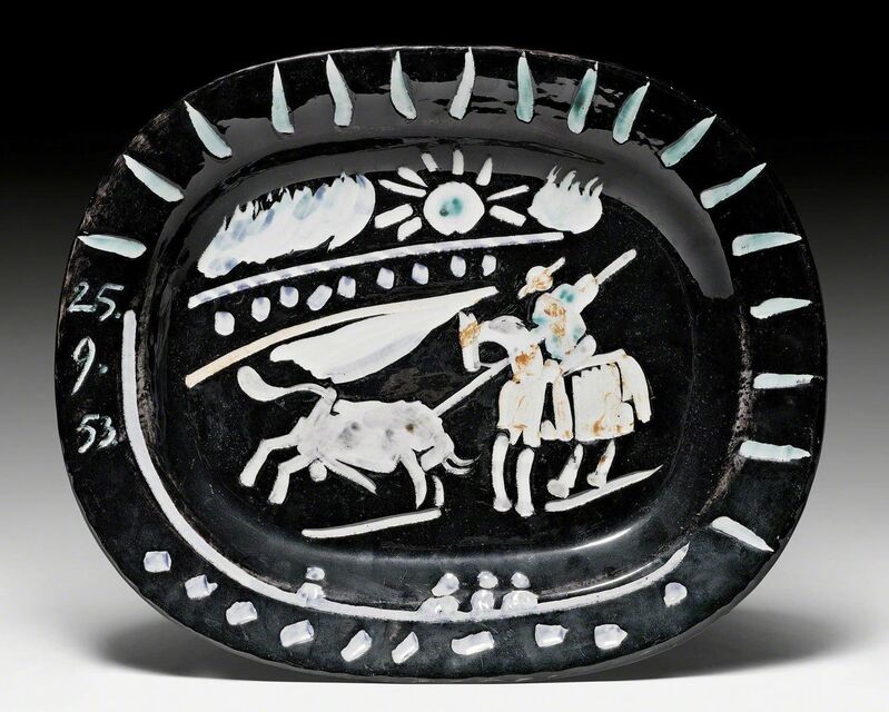 Pablo Picasso, ‘Corrida soleil’, 1953, Design/Decorative Art, Plate. Ceramic painted underglaze in green, blue, red, white and black. Decorated with engobes., Koller Auctions