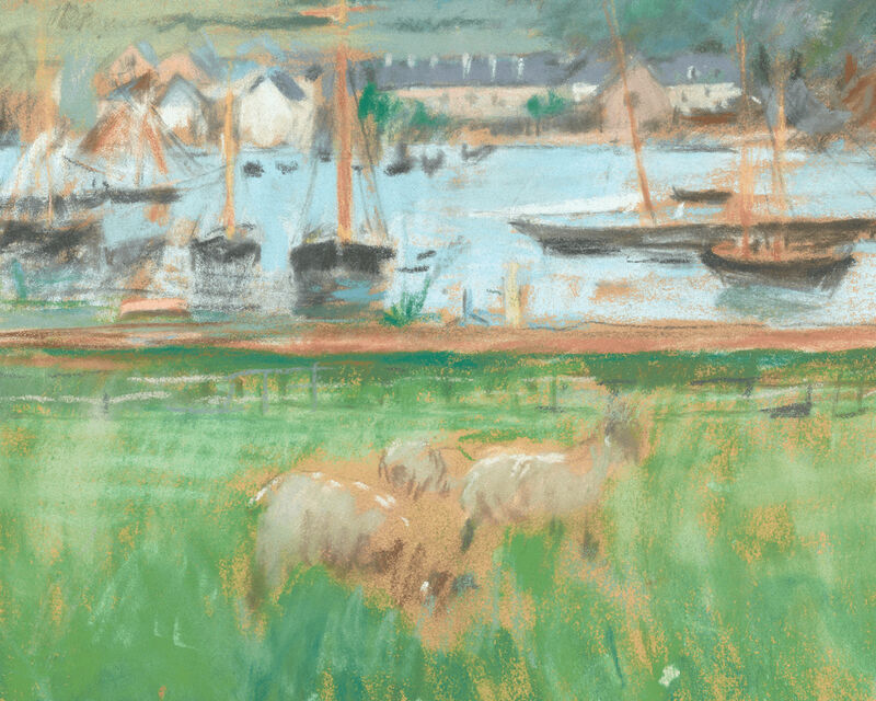 Berthe Morisot, ‘Bassin de Port de Fécamp’, ca. 1874, Drawing, Collage or other Work on Paper, Pastel on paper laid on board,  M.S. Rau