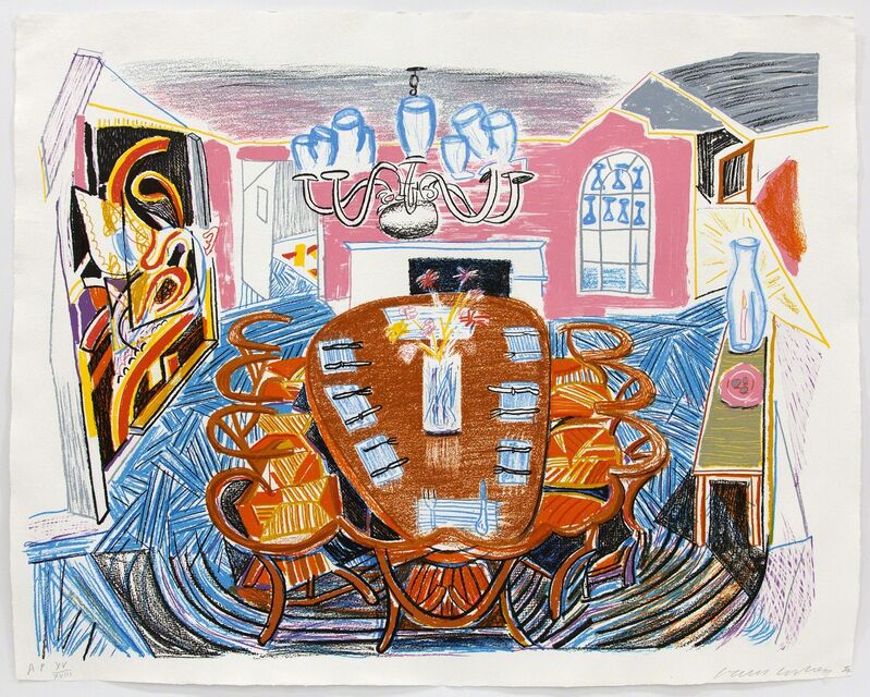 David Hockney, ‘Tyler Dining Room’, 1985, Print, Color lithograph, Mary Ryan Gallery, Inc