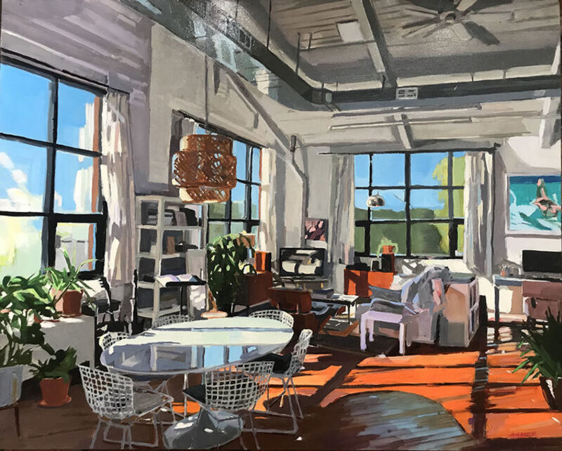 Aaron Hauck, ‘Midmorning Living Room’, 2018, Painting, Oil on panel, Deep Space Gallery