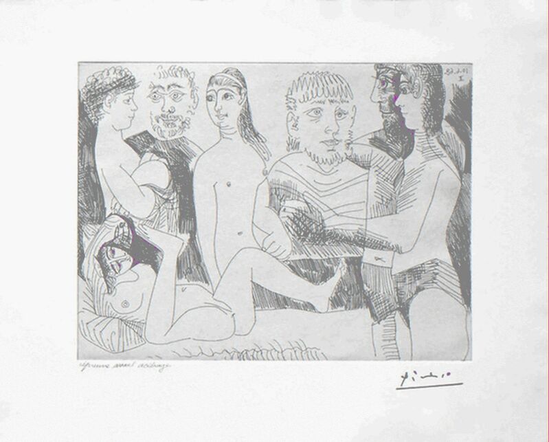 Pablo Picasso, ‘Femme Faisant la Sieste, Entouree de Spectateurs, from the 347 Series, 10 June, 1968, Mougins’, 1968, Print, Etching, Dawson Cole Fine Art