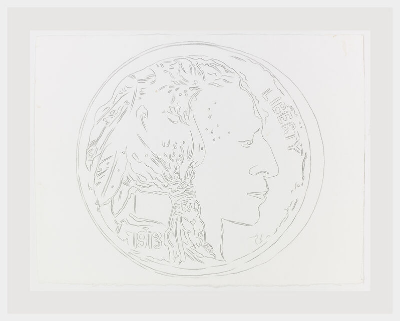 Andy Warhol, ‘Cowboys and Indians: Indian Head Nickel’, 1986, Drawing, Collage or other Work on Paper, Graphite and synthetic polymer paint on HMP pape, Sperone Westwater