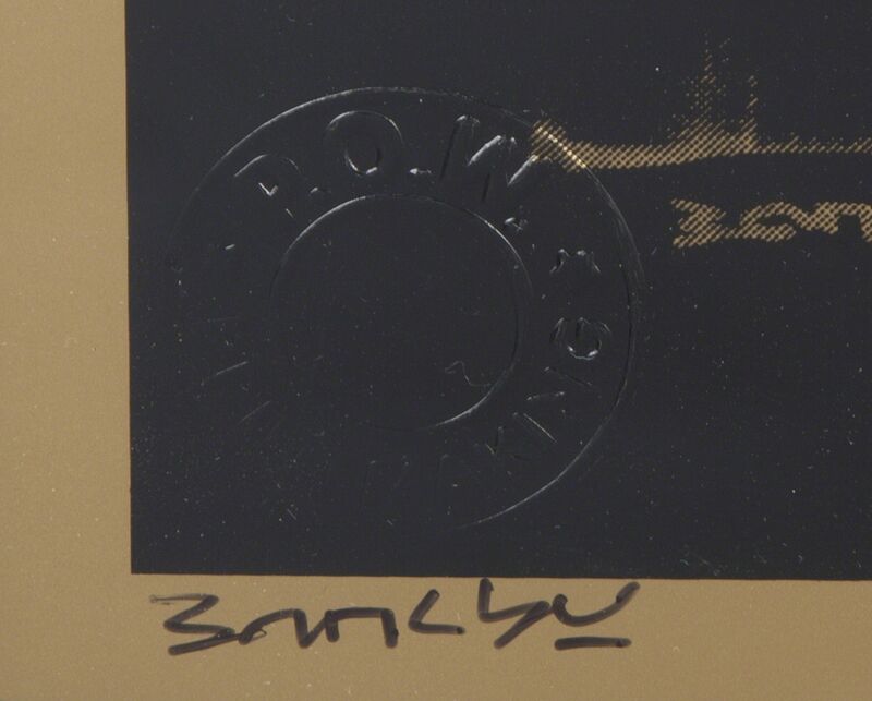 Banksy, ‘Gold Flag’, Print, Screenprint on gold metallic paper, Julien's Auctions