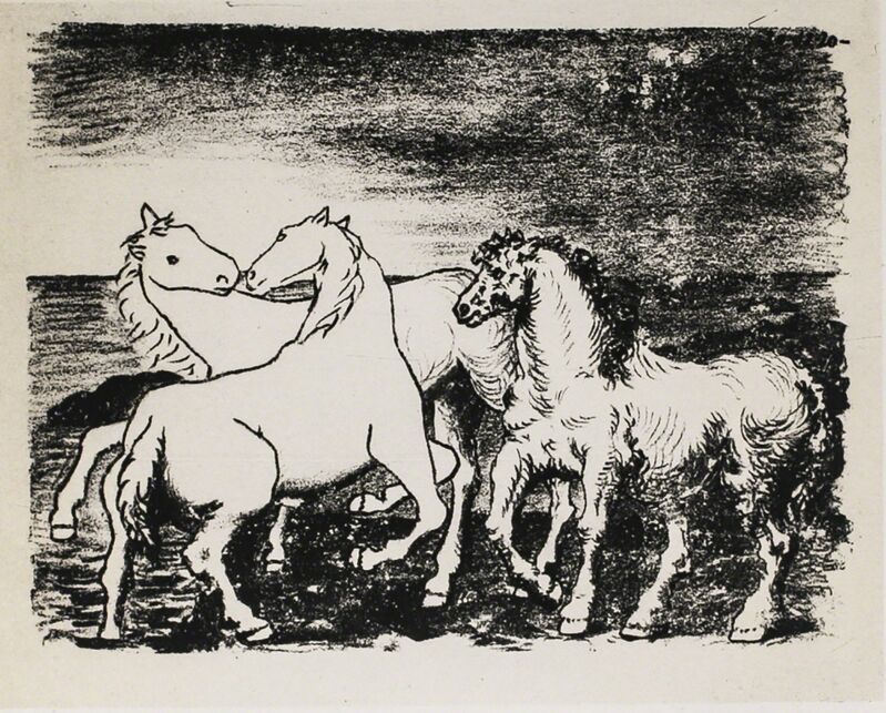 Pablo Picasso, ‘Trois Chevaux Au Bord De La Mer (Three Horses At The Edge Of The Sea), 1949 Limited edition Lithograph by Pablo Picasso’, 1949, Reproduction, Lithograph, Globe Photos