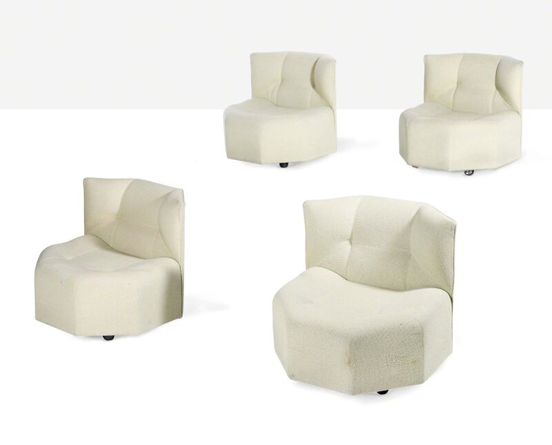 Bernard Govin, ‘Rare set of 4 octa low chairs’, circa 1970, Design/Decorative Art, Wood fabric, steel, Aguttes