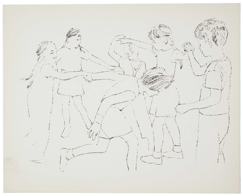 Andy Warhol, ‘Children Playing Ring Around the Rosie, Happy December’, 1956, Print, Photolithograph on paper, Woodward Gallery