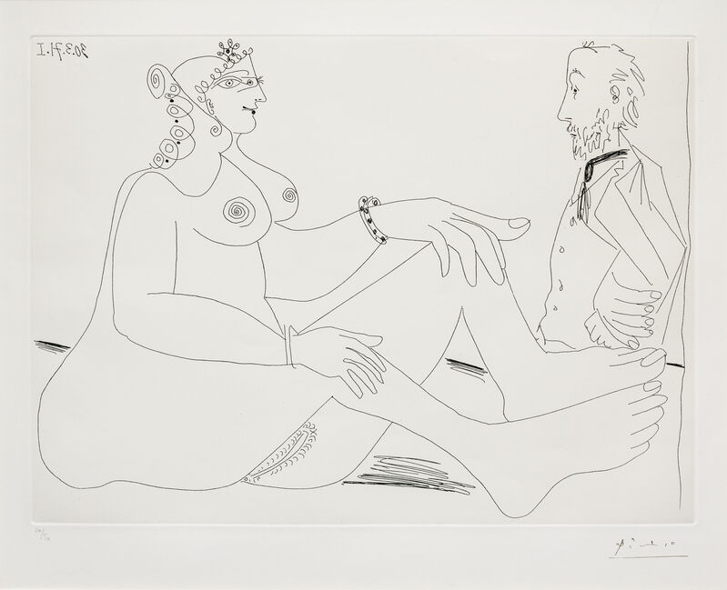Pablo Picasso, ‘Fille au Bracelet, avec Degas les Mains dans le Dos, from 156 Series’, 1971, Print, Etching, Hindman