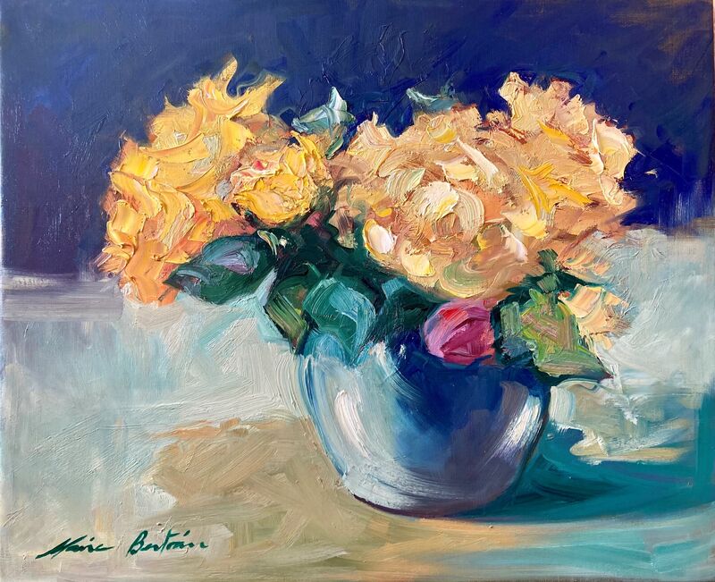 Maria Bertrán, ‘Yellow Roses’, 2020, Painting, Oil on linen, Laguna Art Museum Benefit Auction