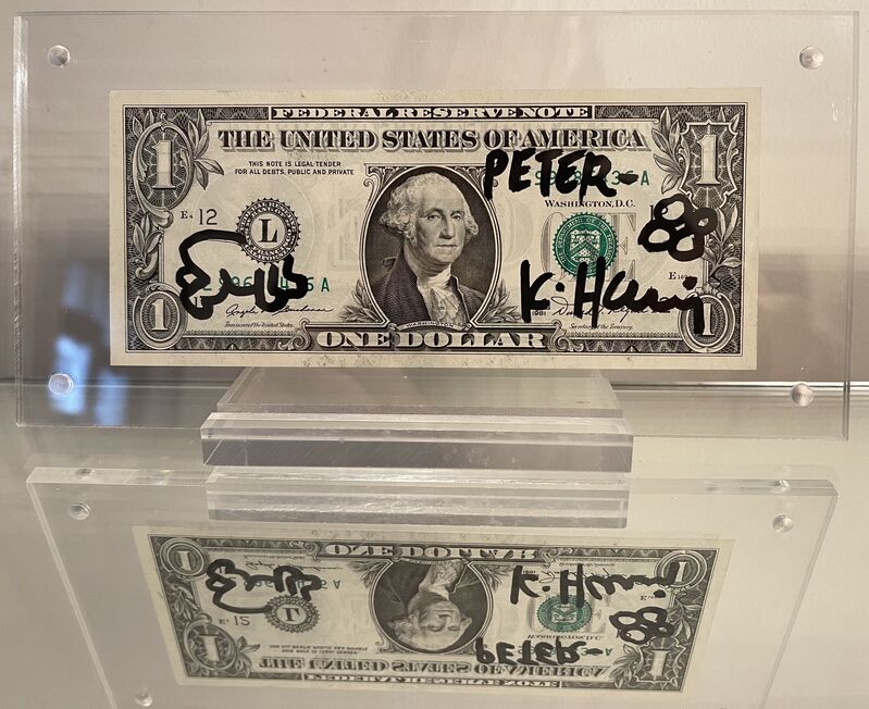 Keith Haring, ‘Radiant Baby’, 1988, Ephemera or Merchandise, Black felt pen on one dollar bill from the "series 1981", Galerie 55