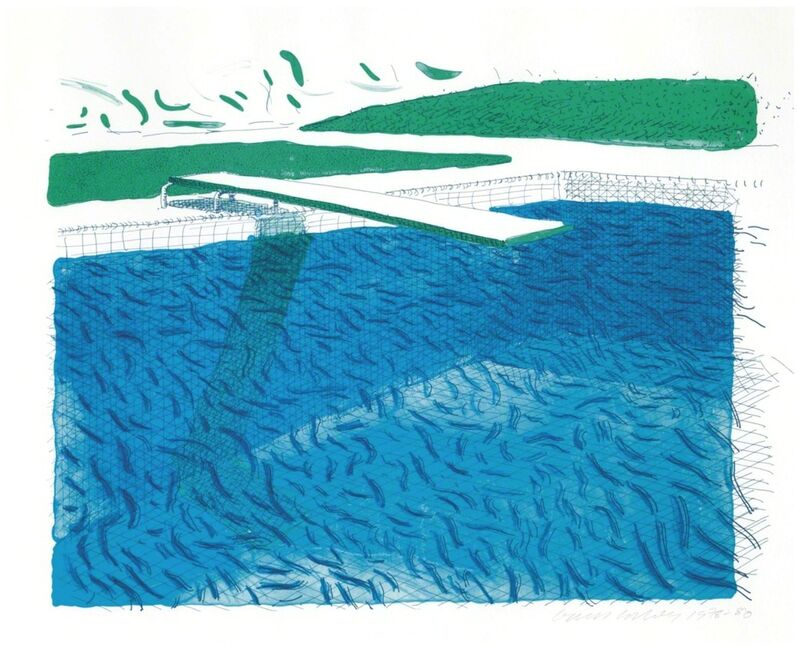David Hockney, ‘Lithographic Water Made of Lines, Crayons, and Two Blue Washes’, 1978-1980, Print, Lithograph in colors, Upsilon Gallery