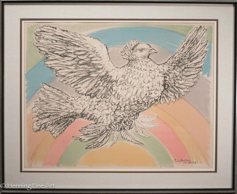 Pablo Picasso, ‘Peace Dove with Rainbow, "Colombe Volant d’Arc en Ciel"’, 1952, Print, Lithograph on Arches Paper, Henning Fine Art