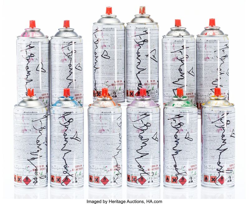 Mr. Brainwash, ‘Spray Cans (Set of twelve)’, 2013, Print, Screenprint with handcoloring on iron spray can, Heritage Auctions