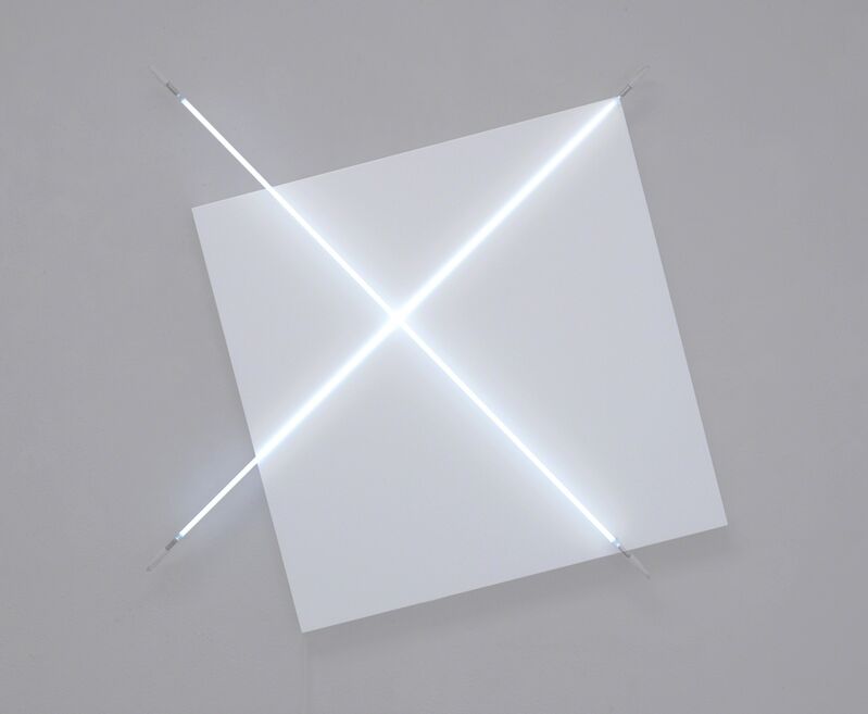François Morellet, ‘ Diagonales hors cadre n° 1’, 2011, Painting, Acrylic
on canvas and white neon, A arte Invernizzi