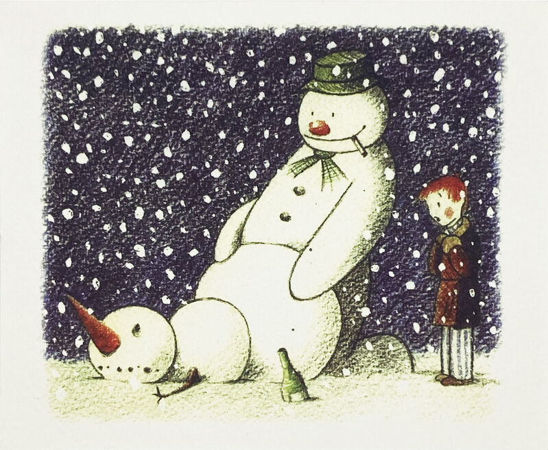 Banksy, ‘'Rude Snowman' Christmas Card (framed)’, 2003, Print, Offset Lithograph in colors on folded Christmas Card. Float-framed in white wood frame., Signari Gallery