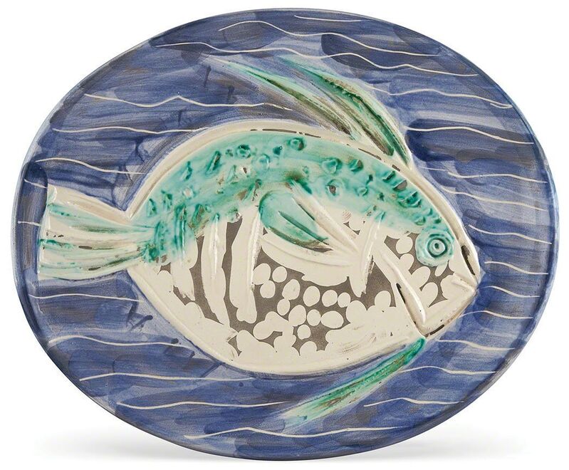 Pablo Picasso, ‘Poisson Bleu (A.R. 180)’, 1953, Other, Painted and partially glazed white ceramic plate, Doyle