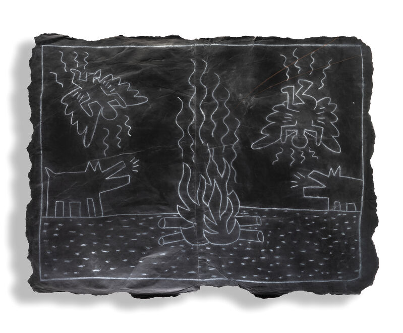 Keith Haring, ‘Untitled (Subway Drawing)’, White chalk on black paper, Tate Ward Auctions