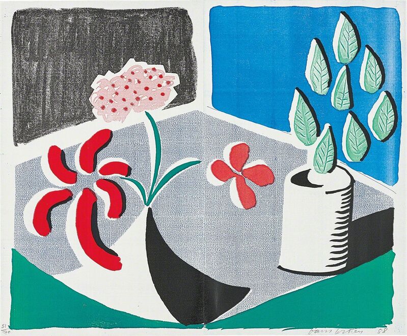 David Hockney, ‘Red Flowers and Green Leaves, Separate, May’, 1988, Print, Hand-made print in colours executed on an office copier, on two sheets of Arches paper (as issued), the full sheets, Phillips