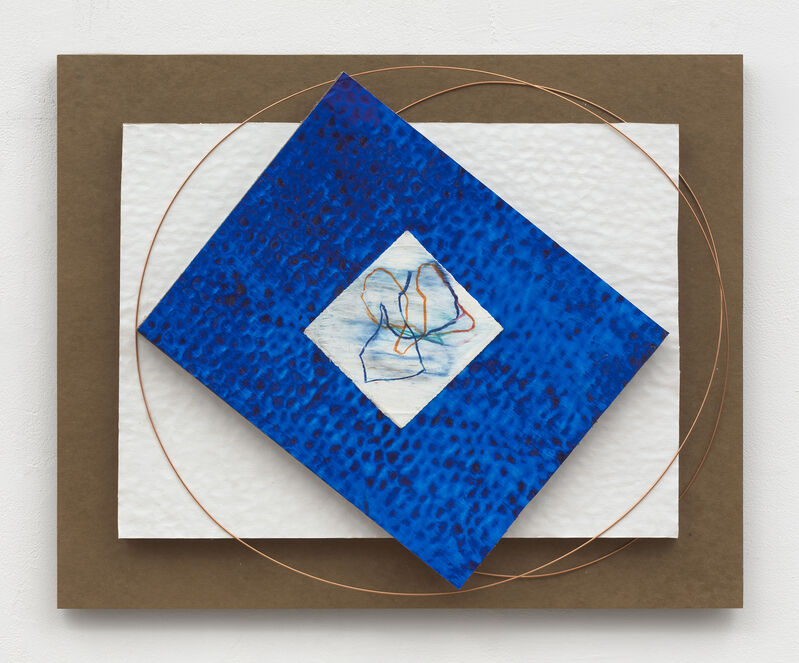 Dorothea Rockburne, ‘Linear Alignment 1’, 2020, Painting, Wartercolor crayon on rag paper, corrugated cardboard, aquacryl paint, copper wire, mounted on chipboard, David Nolan Gallery