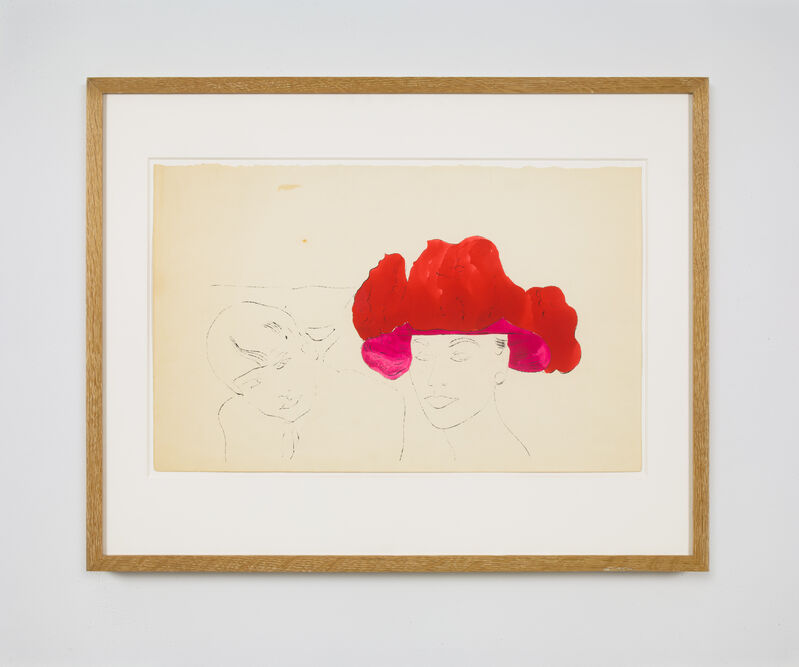 Andy Warhol, ‘FEMALE HEAD WITH MALE’, ca. 1957, Drawing, Collage or other Work on Paper, Ink and Dr. Martin's Aniline dye on Strathmore paper, Cheim & Read