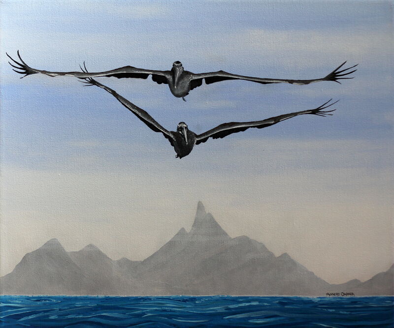 Robert Crooker, ‘2 Pelicans’, 2015, Painting, Acrylic, TurningArt