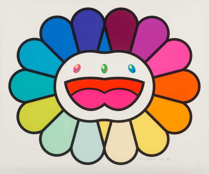 Takashi Murakami, ‘Multicolor Double Face: White’, 2020, Print, Silkscreen in colors on wove paper, Heritage Auctions