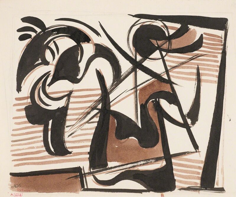 Werner Drewes, ‘Study of Ancient Warrior #108 A165A’, 1945, Drawing, Collage or other Work on Paper, Watercolor on paper, Aaron Payne Fine Art
