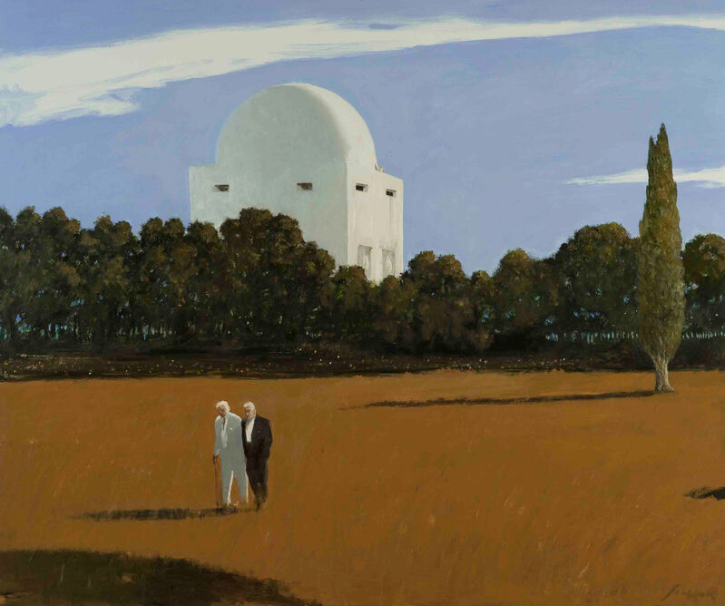Julio Larraz, ‘Two Poets for a Walk - Punta Agravox, Cumae’, ca. 2016, Painting, Oil on canvas, Art Of The World Gallery