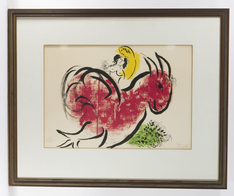 Marc Chagall, ‘Le Coq Rouge’, 1952, Print, Color lithograph on paper under glass, John Moran Auctioneers