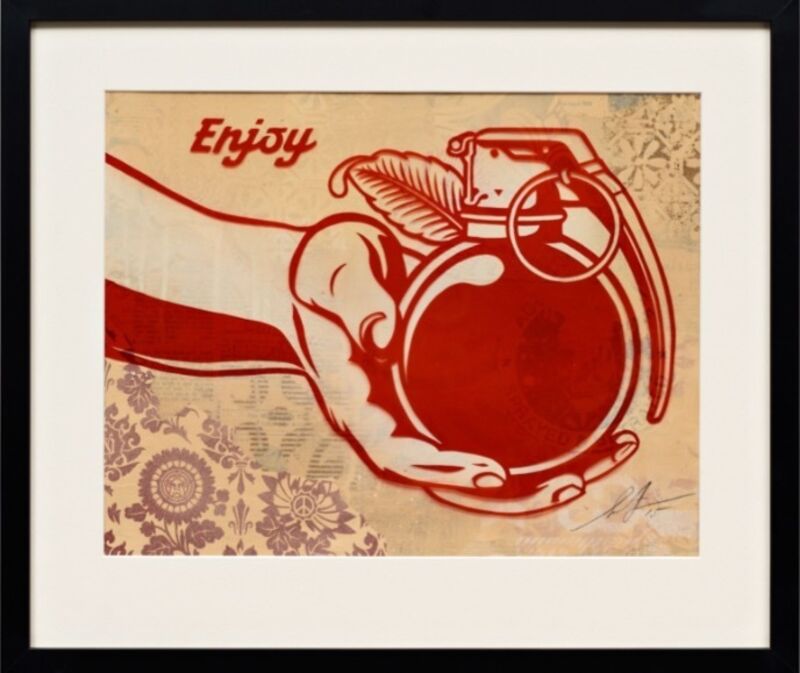 Shepard Fairey, ‘"Enjoy" Rubylith ’, 2015, Mixed Media, Die Cut Rubylith with spray paint., New Union Gallery