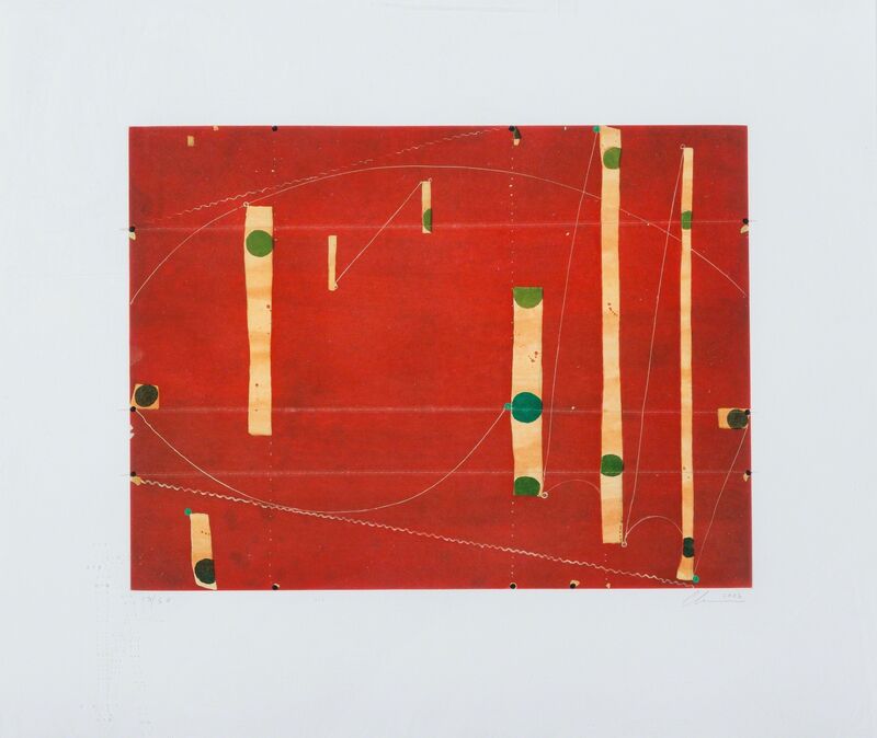 Caio Fonseca, ‘Three String Etching Greenpoint’, 2006, Print, Aquatint with spitbite, sugarlift and chine colle in colors on paper, Heritage Auctions