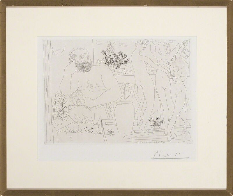 Pablo Picasso, ‘Sculpteur Et Trois Danseuses Sculptées (B. 217)’, 1934, Print, Etching, on laid Montval paper with the Picasso watermark, Doyle