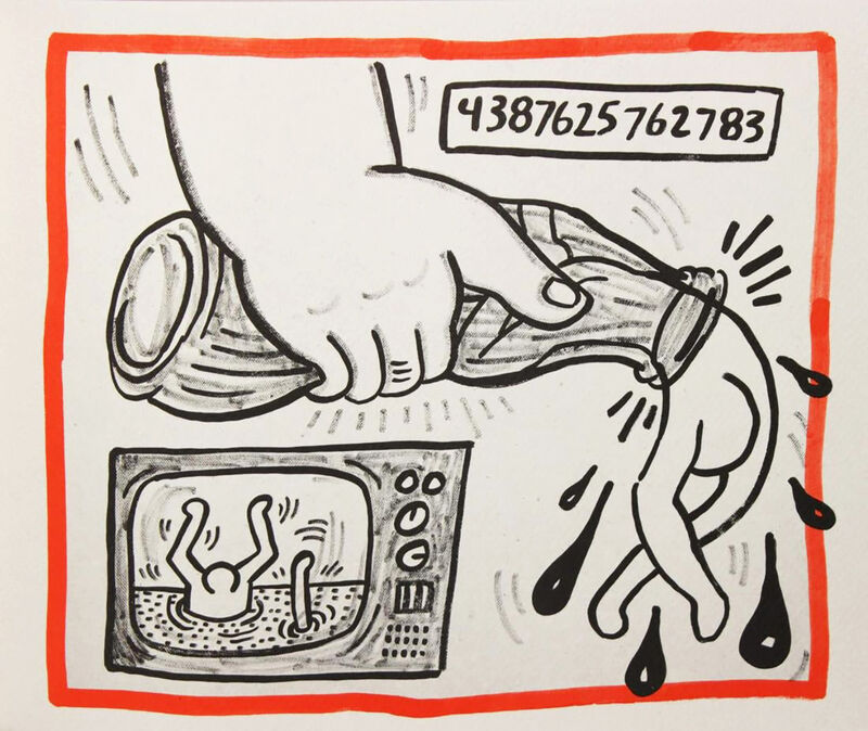 Keith Haring, ‘Keith Haring lithograph 1990 (Keith Haring Against All Odds)’, 1990, Print, Offset lithograph on Rivoli paper, Lot 180