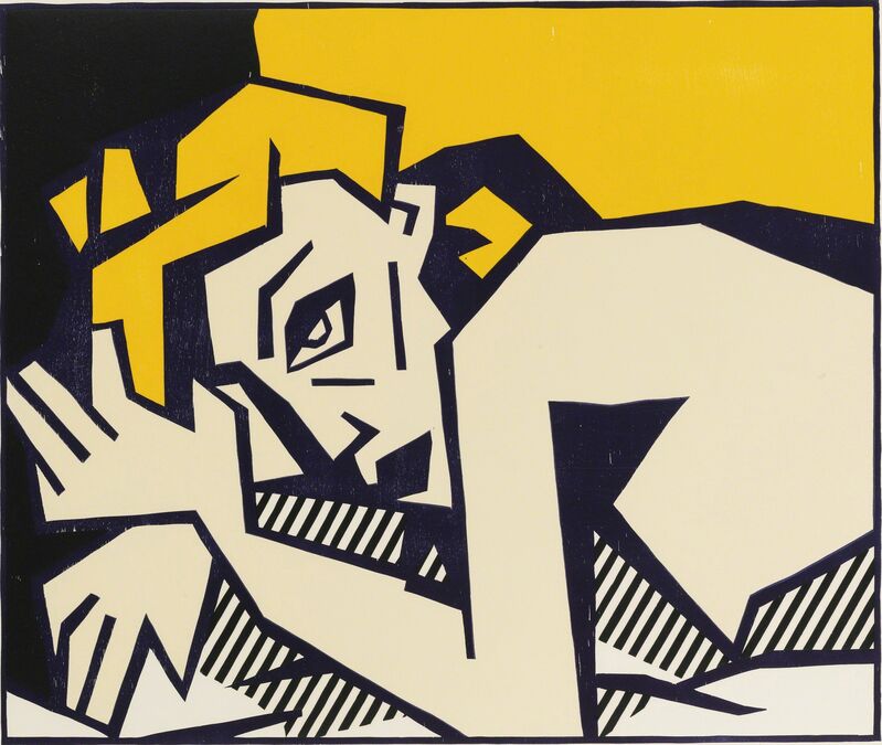 Roy Lichtenstein, ‘RECLINING NUDE’, 1980, Print, WOODCUT WITH EMBOSSING IN COLORS, Gallery Art