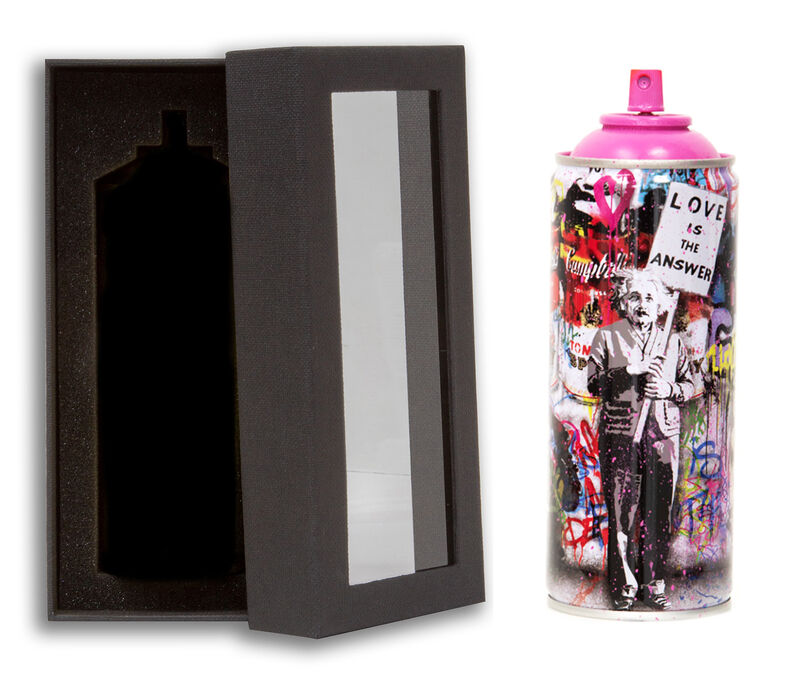 Mr. Brainwash, ‘'Love is the Answer, 2020' (pink) Spray Can’, 2020, Sculpture, Spray paint can (empty), hand-finished in pink paint splatter by the artist. Comes with black display box., Signari Gallery