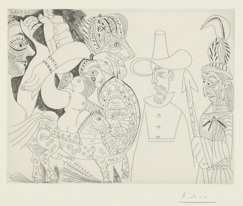 Pablo Picasso, ‘Télévision: Quaker, peau-rouge, écuyère... (B. 1818; Ba. 1835)’, 1968, Print, Etching, Sotheby's