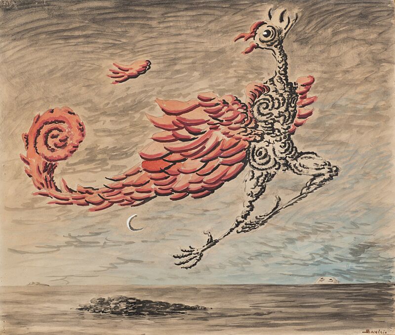 Alberto Savinio, ‘L'uccello di fuoco’, 1949, Painting, Tempera on paper, Il Ponte