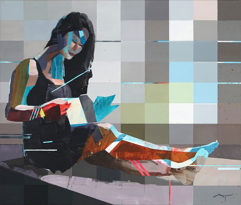 Michael Azgour, ‘Jennifer Reading’, 2019, Painting, Acrylic on linen, Muriel Guépin Gallery