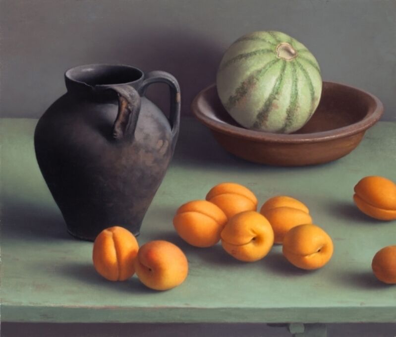 Amy Weiskopf, ‘Still Life with Black Vase and Apricots’, 2016, Painting, Oil on linen, Clark Gallery