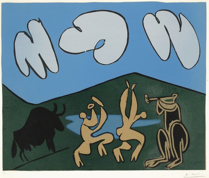 Pablo Picasso, ‘Bacchanale au taureau noir (B. 935; Ba. 1253)’, 1959, Print, Linoleum cut printed in colors, Sotheby's