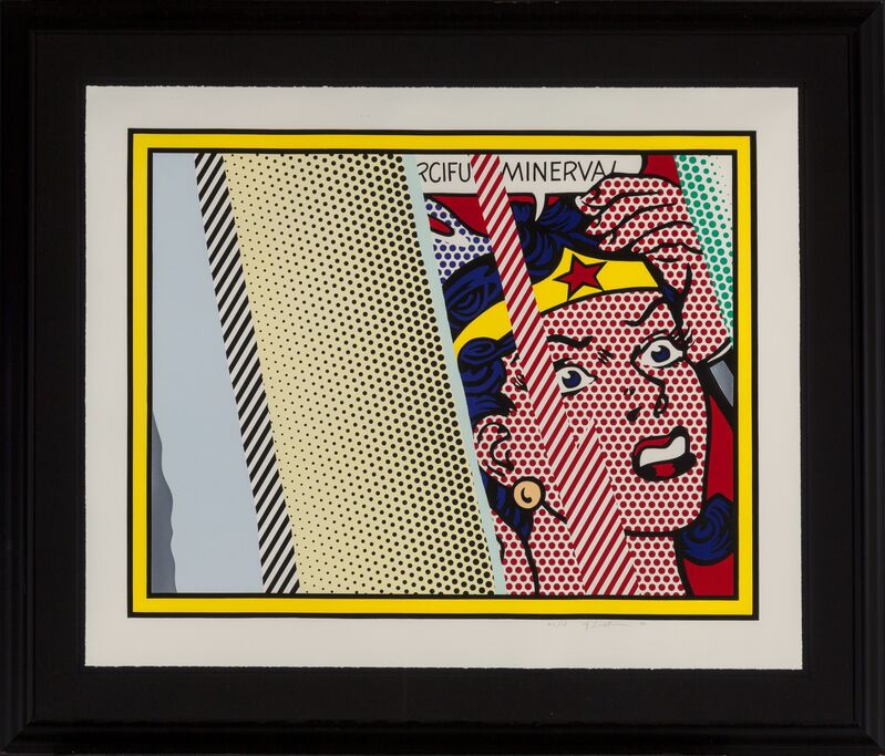 Roy Lichtenstein, ‘Reflections on Minerva’, 1990, Mixed Media, Lithograph, screenprint and relief print in colors, with metalized PVC collage and embossing on Somerset paper, Heritage Auctions