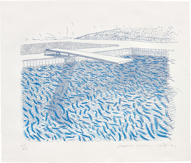 David Hockney, ‘Lithographic Water Made of Lines and Crayon’, 1978-80, Print, Lithograph in colours, on TGL handmade paper, with full margins., Phillips