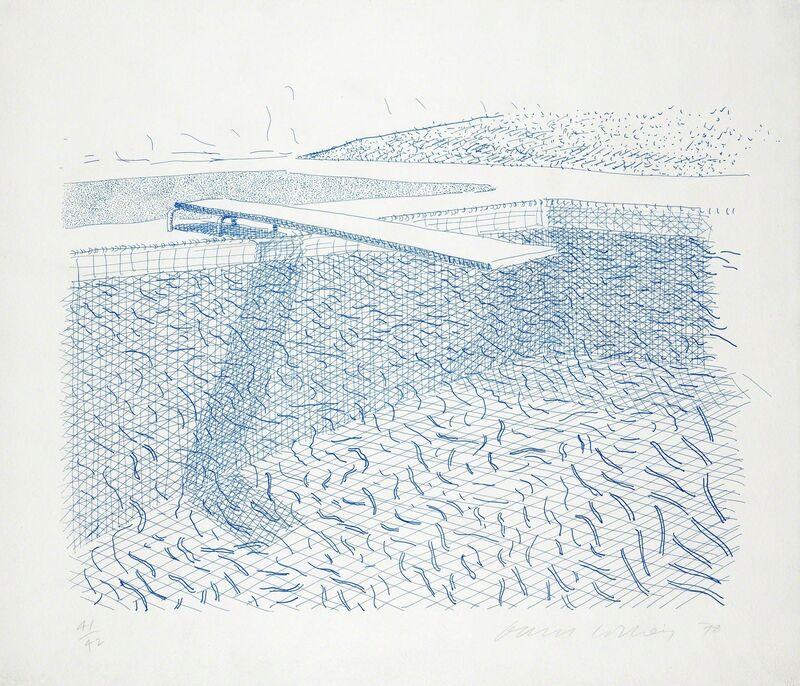David Hockney, ‘Lithograph of Water Made of Lines’, 1978-1980, Print, Lithograph on hand-made white TGL paper, Andipa