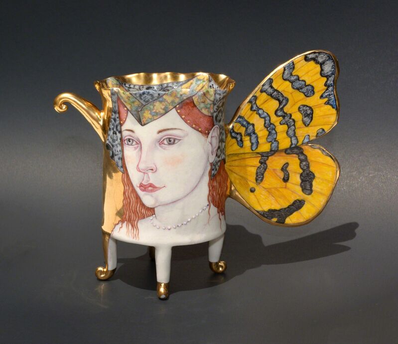 Irina S. Zaytceva, ‘Amphillia, Butterfly Cup’, 2018, Sculpture, Porcelain, over glaze painting, gold luster, Duane Reed Gallery
